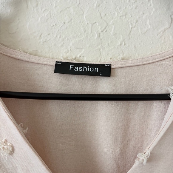 Light Khaki Swiss Dot Maxi Dress Smocked Waist - Picture 7 of 12